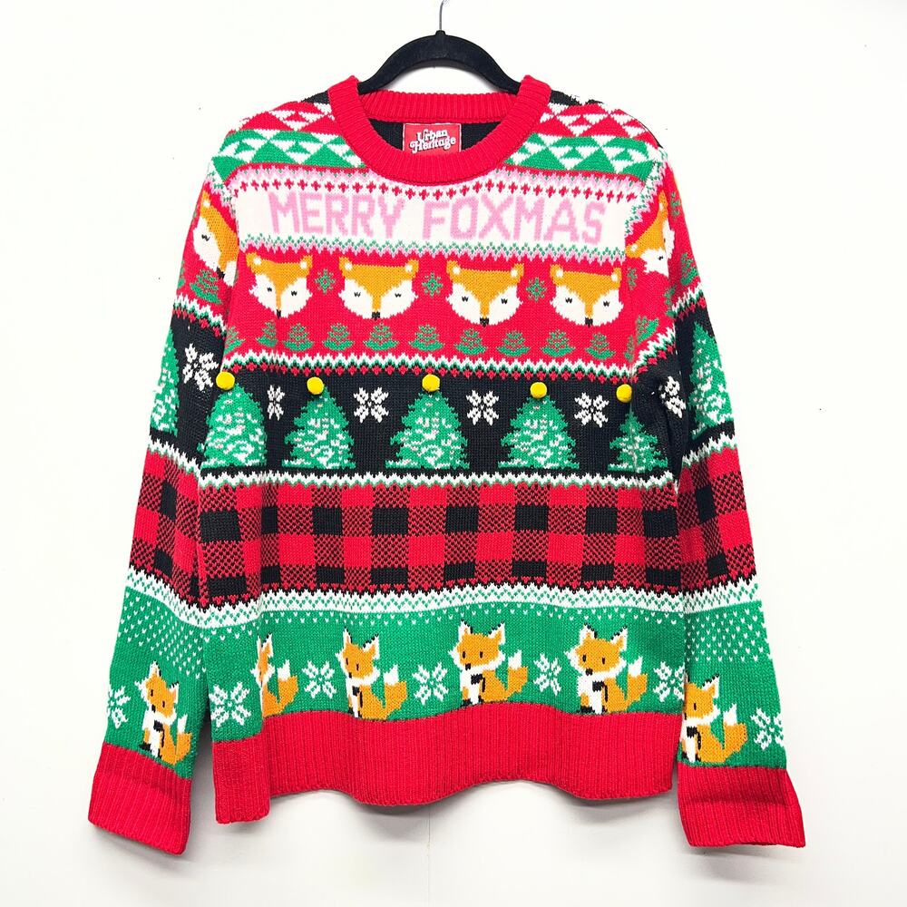 Urban Heritage Foxy Ugly Christmas Chunky Sweater Womens XL Holiday Party Event